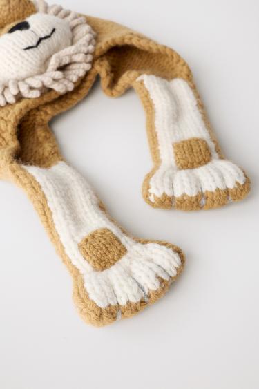 LIMITED EDITION WOOL LION BEANIE - Brown by Zara - Image 4