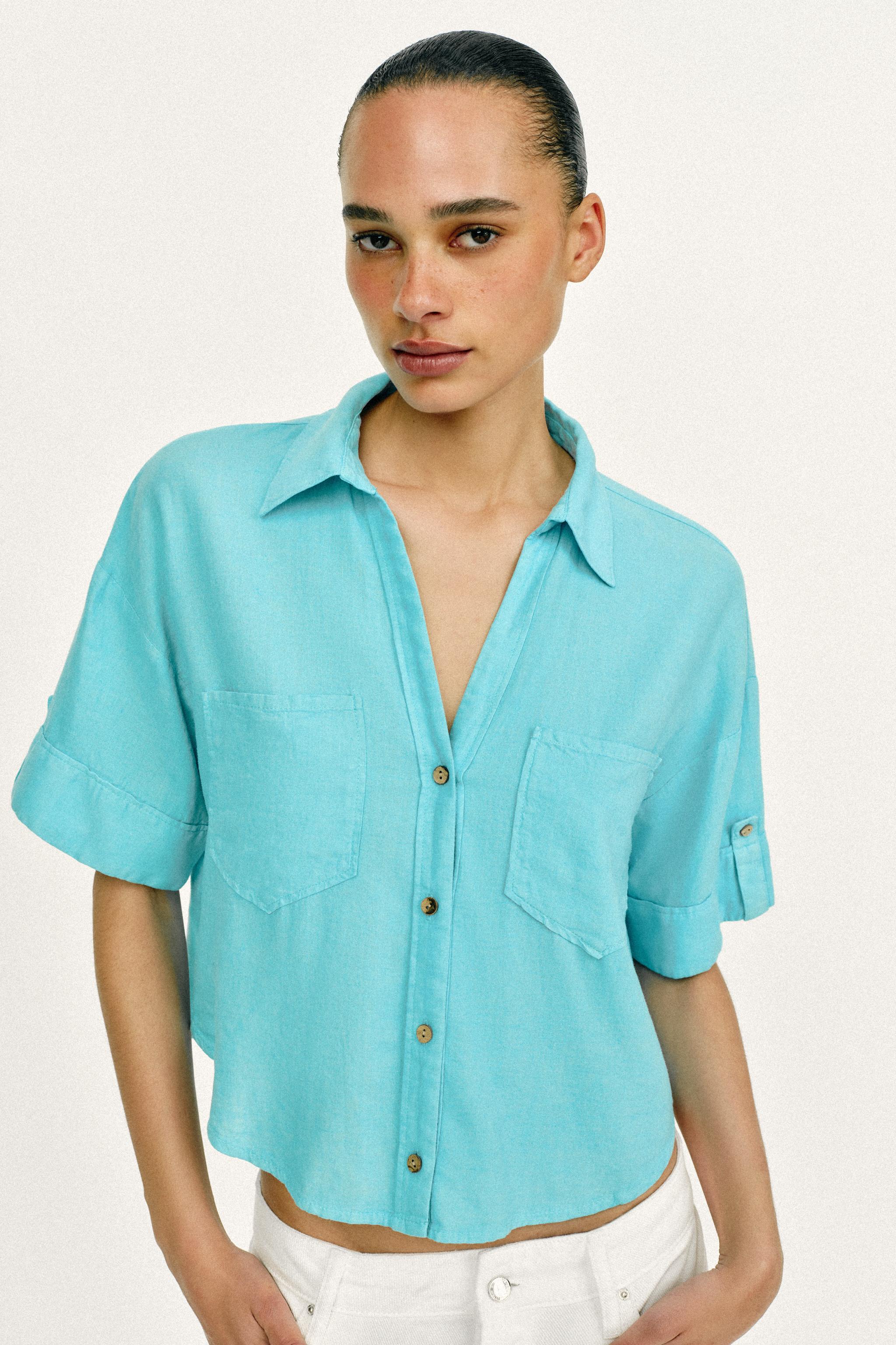 CHEMISE COURTE AVEC LIN