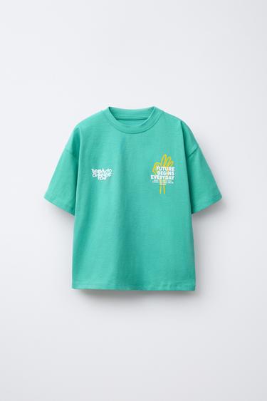 T-SHIRT MIT RELIEF-SCHRIFTZUG - Grün von Zara - Bild 0