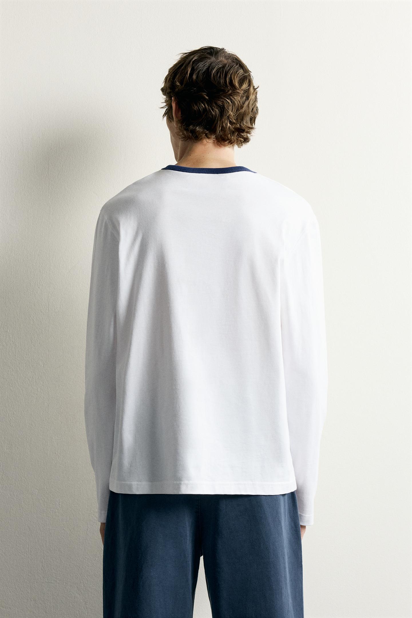 Мужская футболка Zara 0FR. Paris X ZARA Contrast, цвет: Светлый бежевый — фото 3