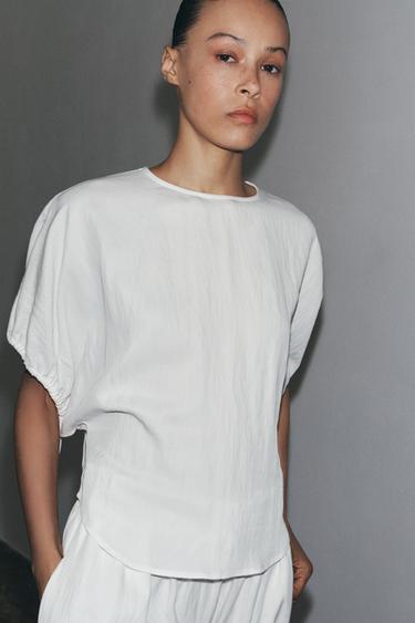 BLOUSE À MANCHES BOUFFANTES ZW COLLECTION - Blanc cassé de Zara - Image 1