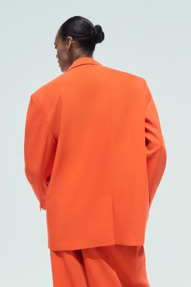 BLAZER OVERSIZE CROISÉE - Rouge / Corail de Zara - Image 4