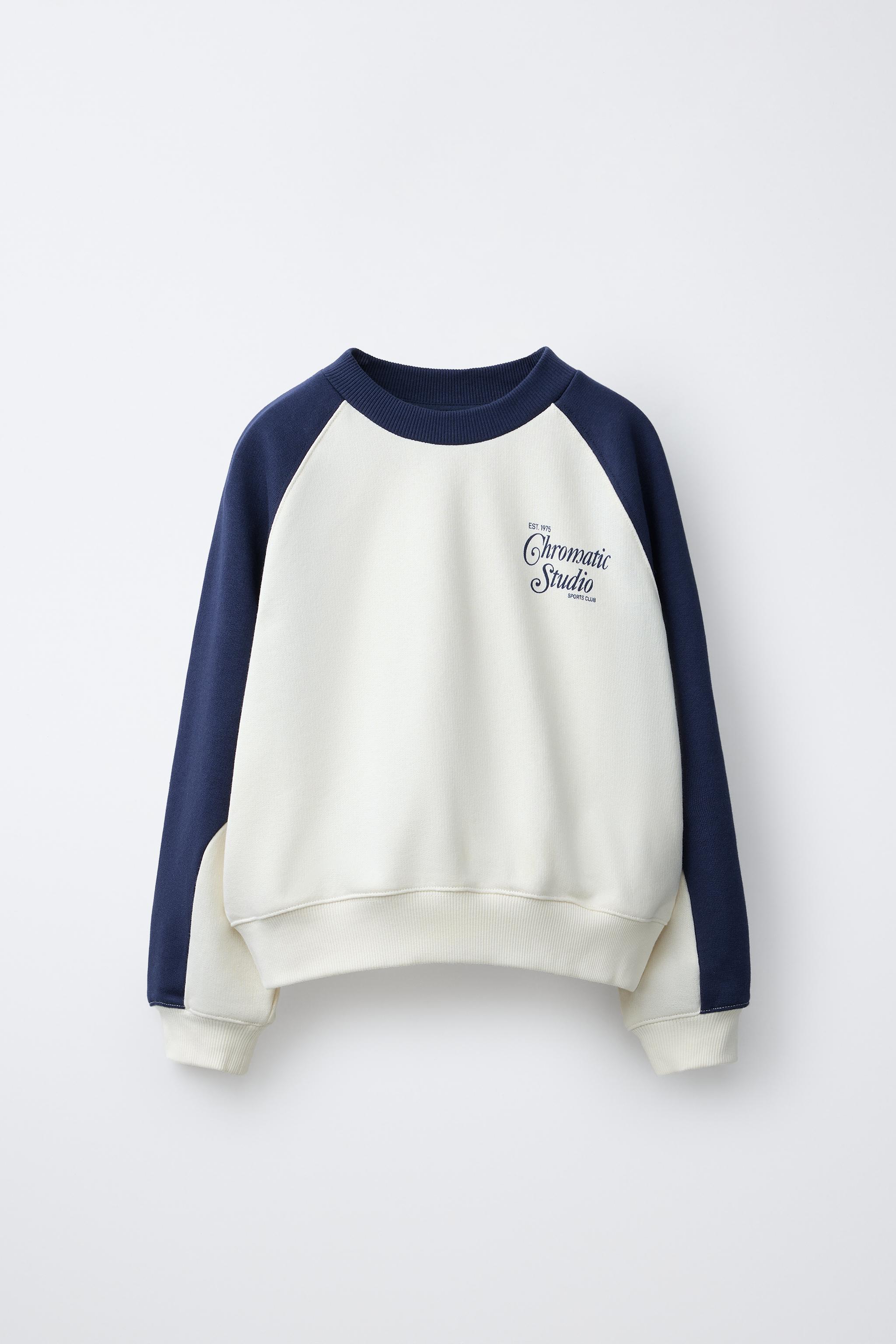 【完売品】ZARA　コントラストスウェットシャツ　Sサイズ　エクリュ ZARA - 【完売品】ZARA コントラストスウェットシャツ Sサイズ