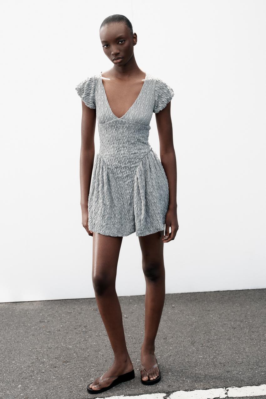 LACE VOLUME DRESS - Blue / Gray | ZARA United States LACE VOLUME DRESS - Blue / Gray | ZARA United States