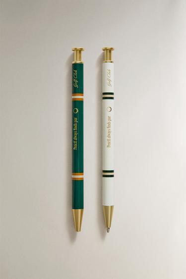 Zara GOLF PEN AND MECHANICAL PENCIL SET (SET OF 2) - Ecru / Green