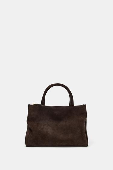 LEATHER CITY BAG - Red by Zara