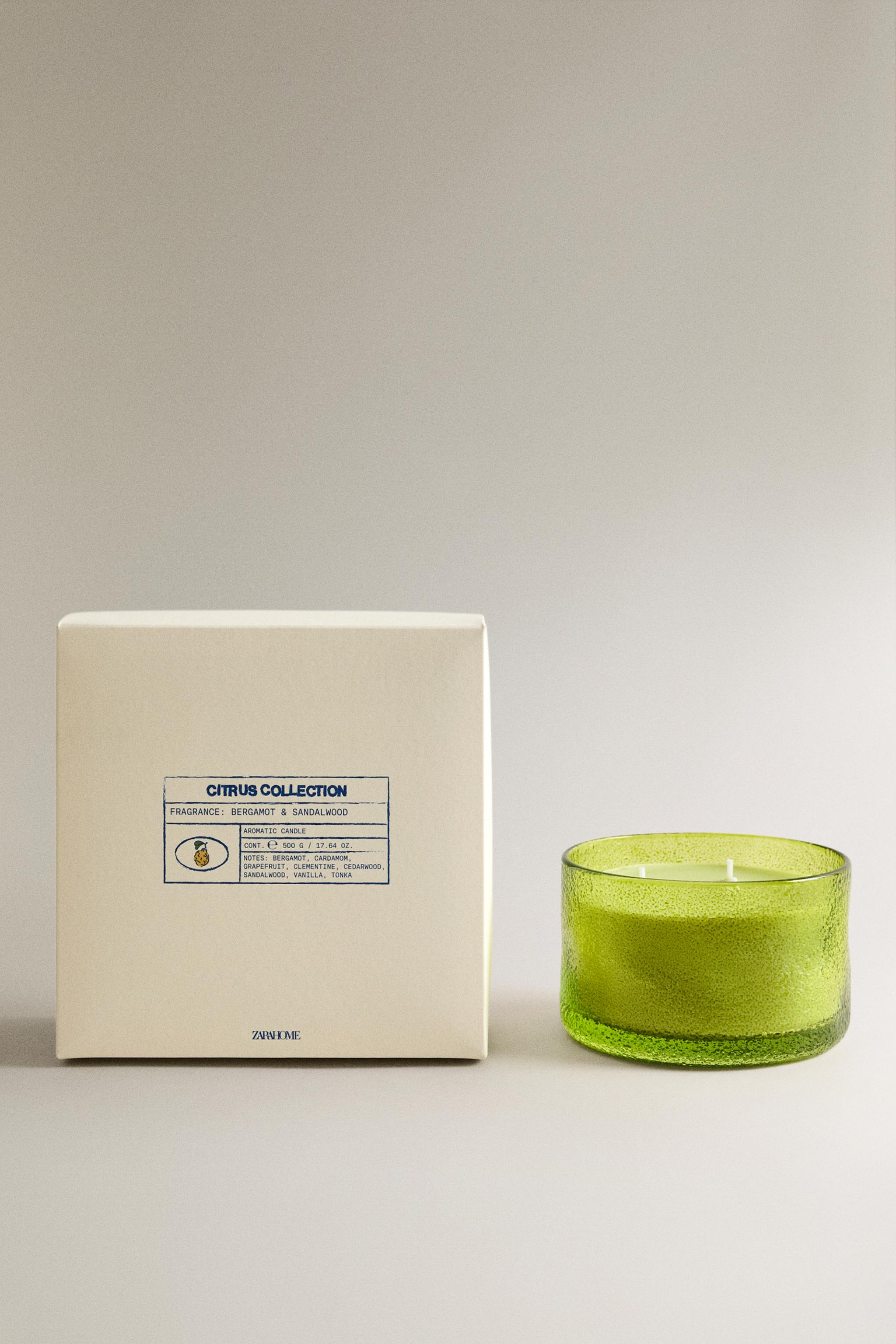 アロマティックキャンドル BERGAMOT & SANDALWOOD (500G) - エクリュ