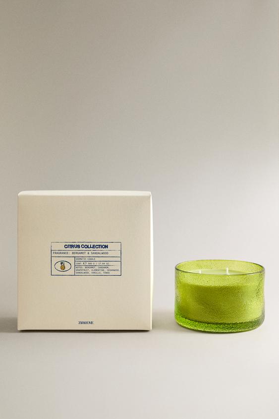 (500 G) DUFTKERZE BERGAMOT & SANDALWOOD - Cremefarben / Grün von Zara - Bild 0