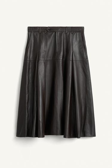 LTHR MD SKRT - شوكولاتة الخاص بـ Zara