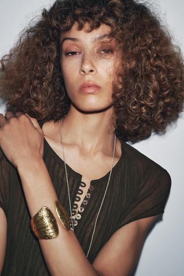Zara TEXTURED RIGID BRACELET - Golden