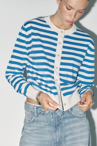 CASACO DE TRICÔ LISTRADO - da Zara