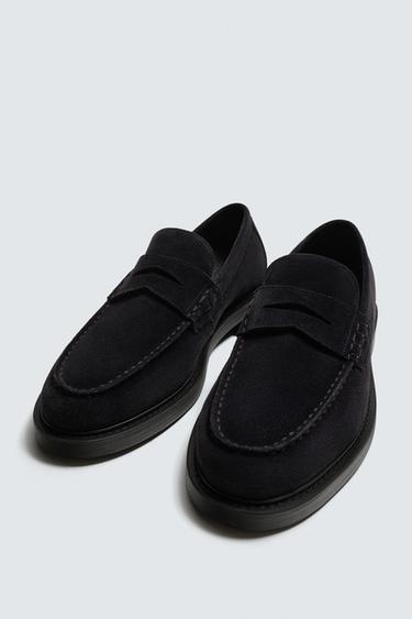 LEATHER PENNY LOAFERS - Blue by Zara - Image 4
