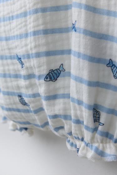 BODY COMBINÉ RAYURES ET POISSONS - Blanc de Zara - Image 2