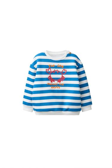 CRAB EMBROIDERED STRIPED SWEATSHIRT - Blue by Zara