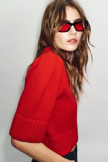 Zara SHORT SLEEVE KNIT JUMPER - Red