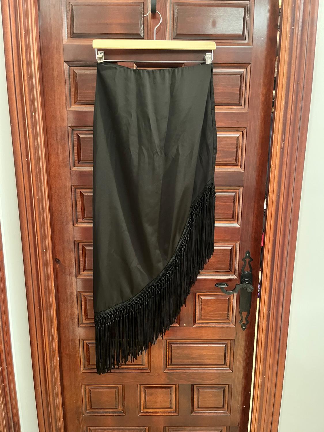 FRINGED SATIN SKIRT