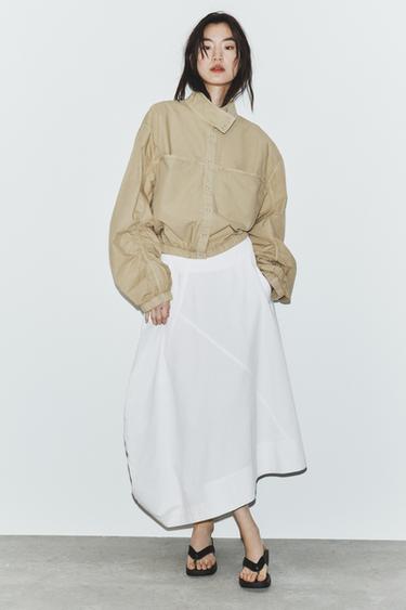 FALDA MIDI ASIMÉTRICA - Blanco de Zara - Imagen 0