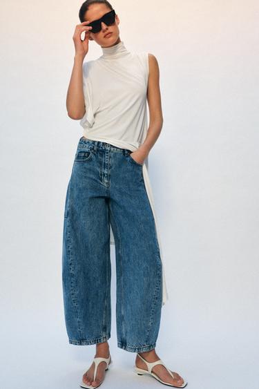 ZW COLLECTION ANKLE BALLOON MID-WAIST JEANS - Mid-blue by Zara