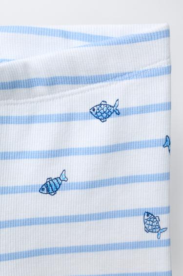 FISH PRINT T-SHIRT AND CYCLING LEGGINGS SET - Blue/White by Zara - Image 3