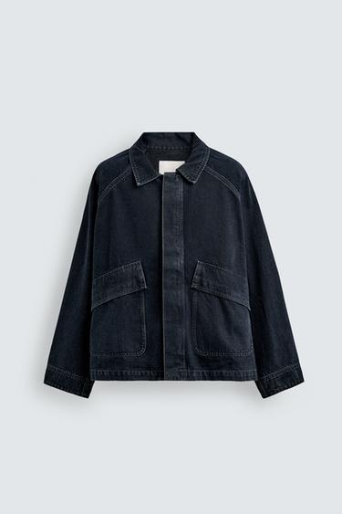ÁO KHOÁC DENIM CÓ TÚI - Màu xanh hải quân đậm từ Zara