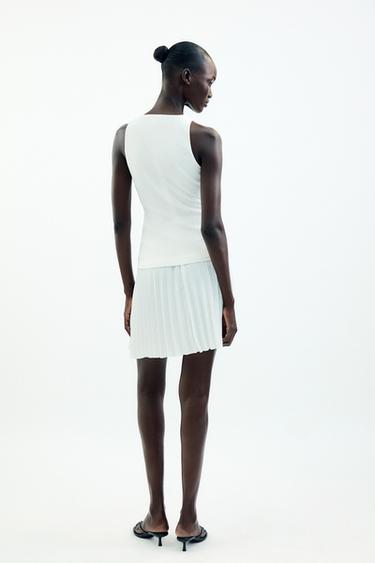 ROBE COURTE EN MATIÈRES VARIÉES - Écru de Zara - Image 5