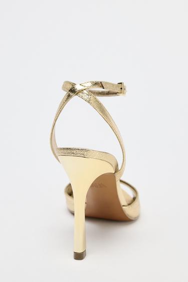 PATENT-FINISH HIGH-HEEL SANDALS - Gold by Zara - Image 4