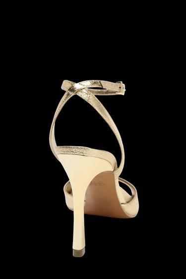 PATENT-FINISH HIGH-HEEL SANDALS - Gold by Zara