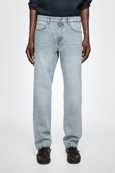 Zara Tapered fit cotton jeans - Mid-blue