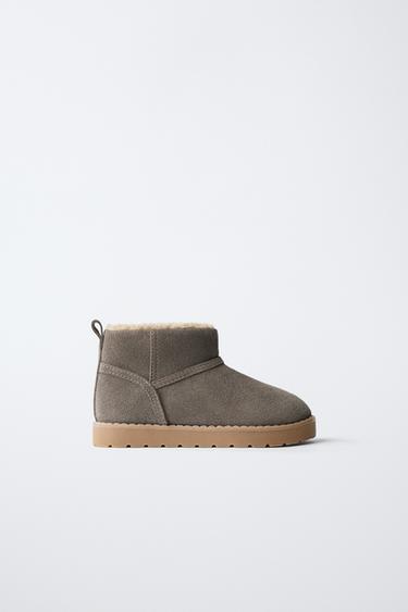 Zara 內襯真皮靴 - 灰色