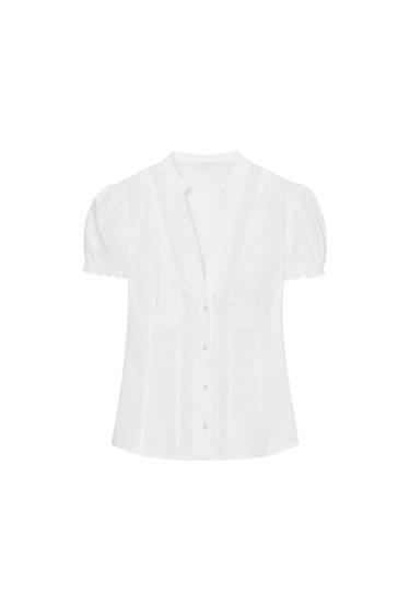 CHEMISE EN POPELINE À VOLANTS - Blanc de Zara