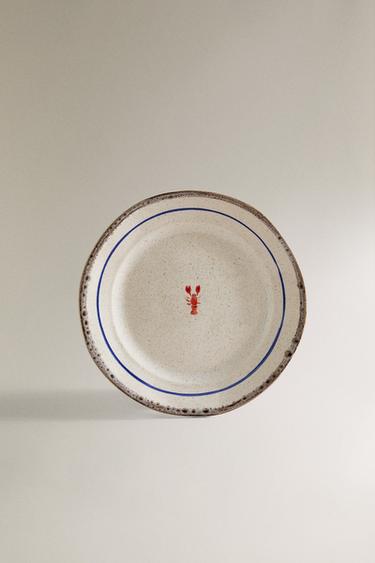 STONEWARE FISH DESSERT PLATE - White / Red by Zara - Image 0