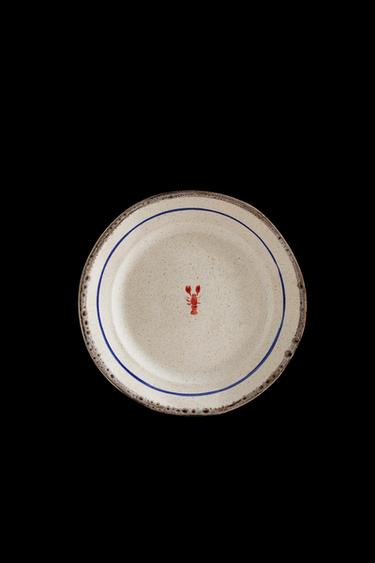 STONEWARE FISH DESSERT PLATE - White / Red by Zara - Image 0