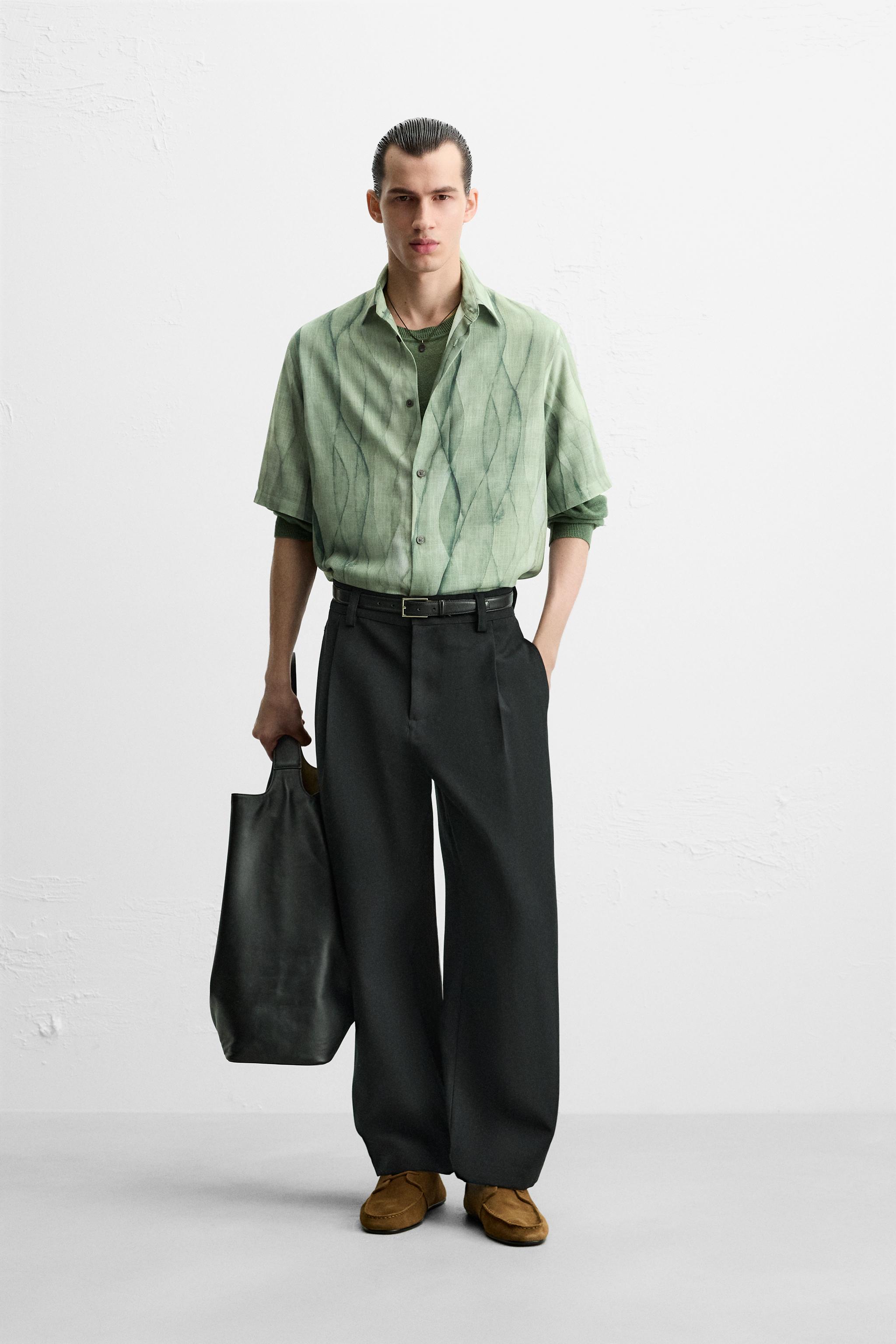 【ZARA】アブストラクト柄シャツ ブルー | 4697/607/400 アブストラクト柄シャツ - ブルー | ZARA Japan / 日本