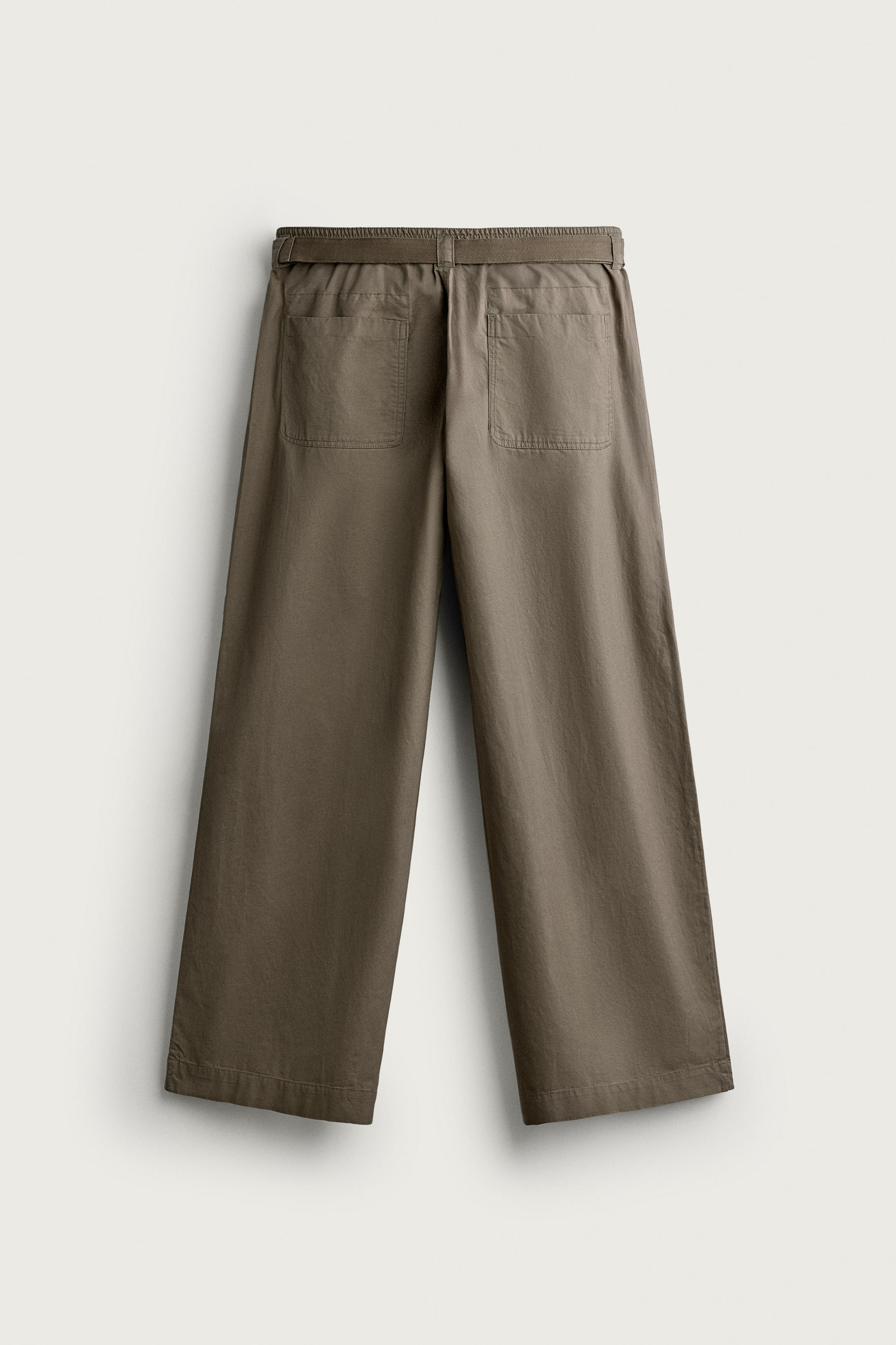 RELAXED FIT BELTED PANTS