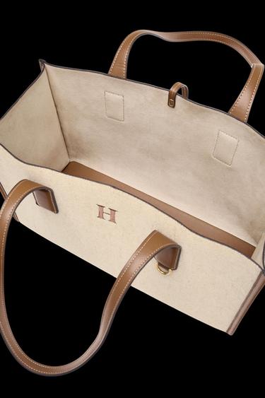 Zara MAXI CANVAS SHOPPER - Ecru