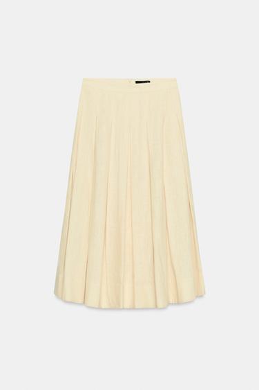 FALDA PLIEGUES ZW COLLECTION - Mantequilla de Zara