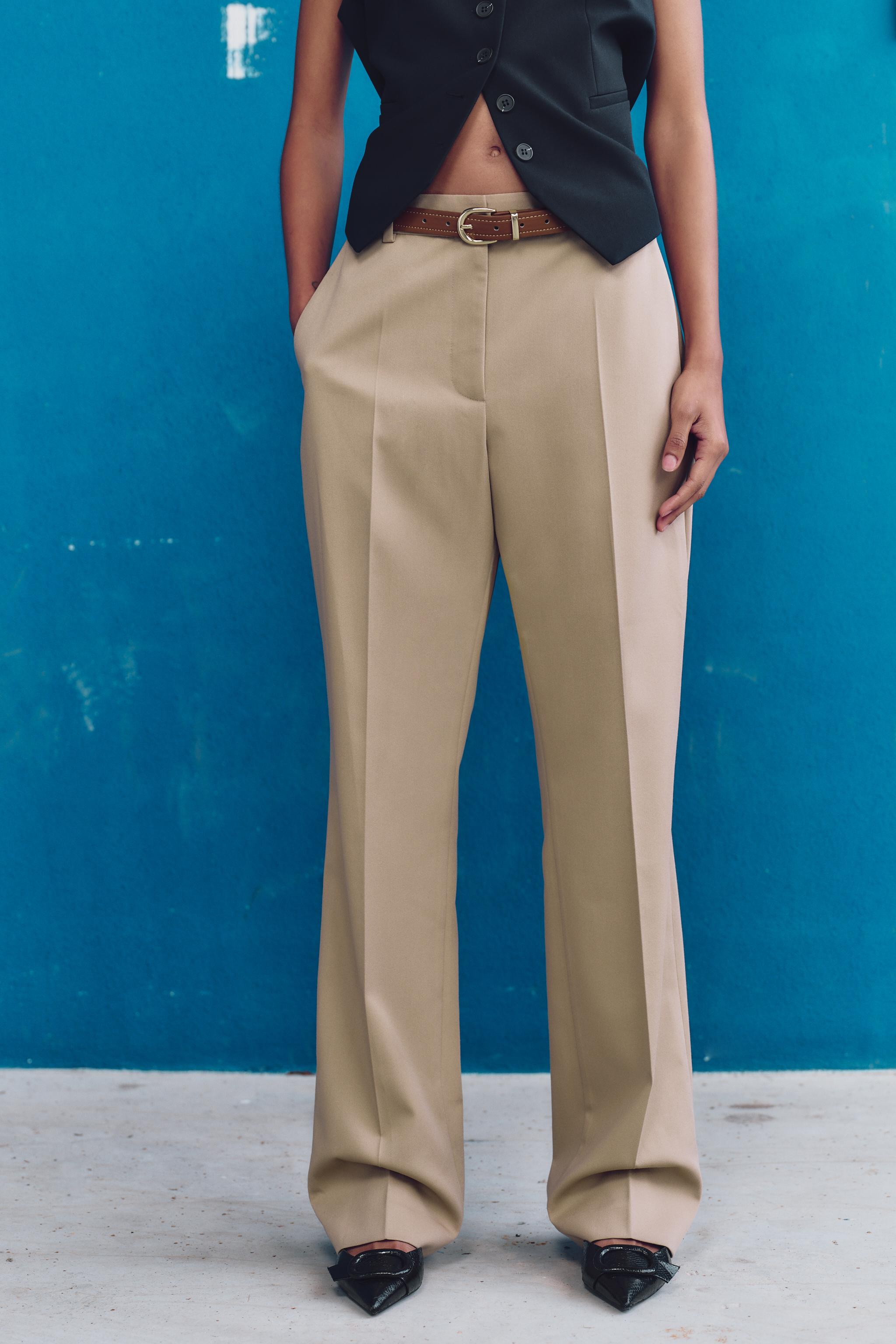 Belted pants zara on sale