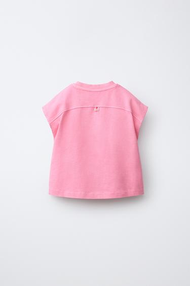 PLAIN T-SHIRT WITH LABEL - Chalk pink by Zara - Image 1