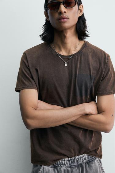 FADED SLOGAN PRINT T-SHIRT - Brown by Zara - Image 5