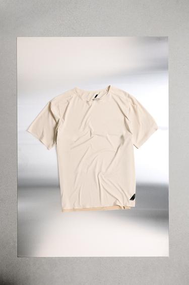 Zara COLOR BLOCK TECHNICAL T-SHIRT - Oyster-white