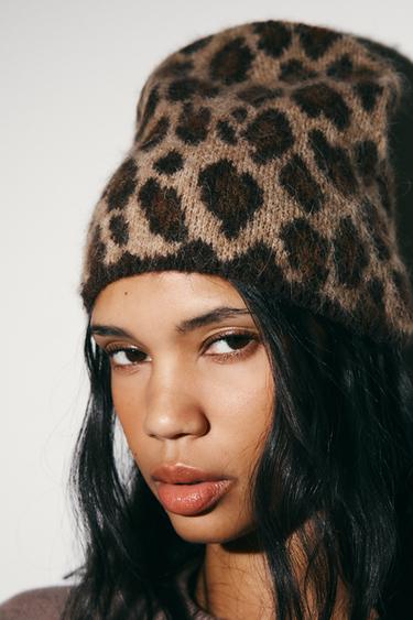 ANIMAL PRINT KNIT BEANIE - Leopard by Zara - Image 1