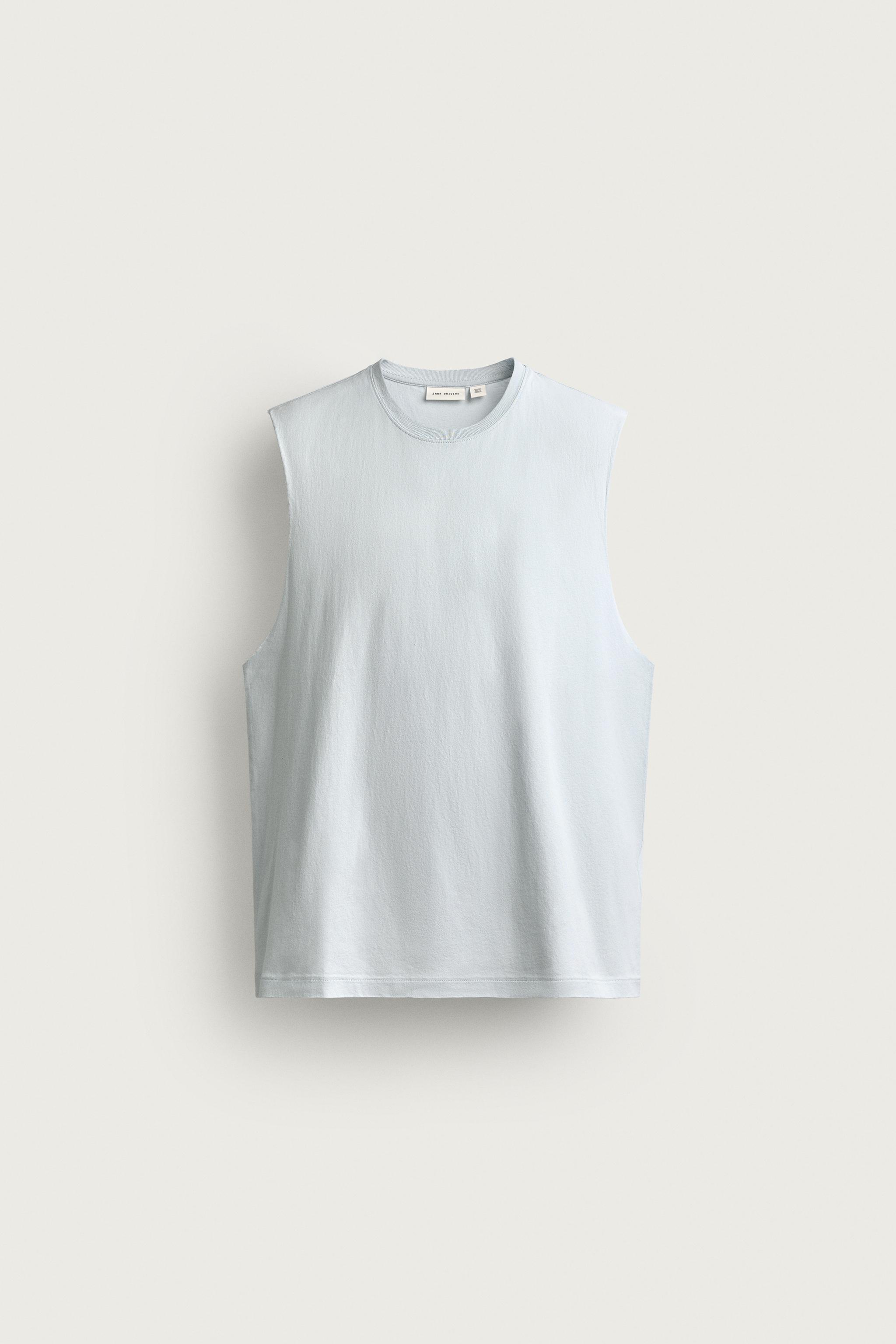 LIGHTWEIGHT RELAXED FIT TANK TOP — Light sky blue