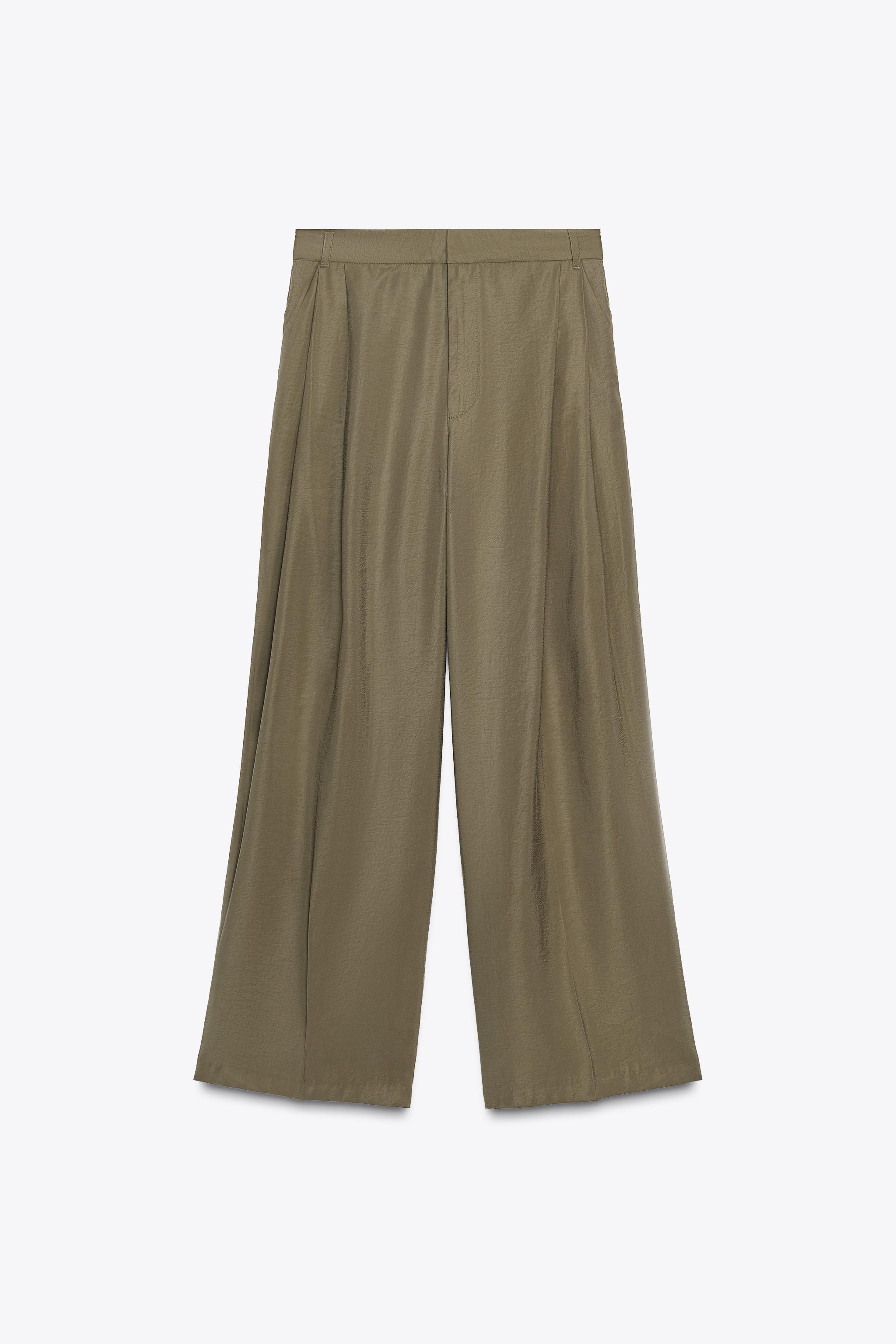 DOUBLE PLEAT FLAP PANTS - Brown / Ecru | ZARA United States