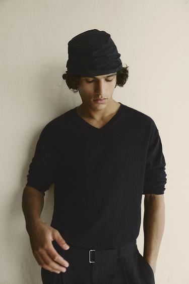 LIGHTWEIGHT COTTON/LINEN JUMPER - Navy blue by Zara