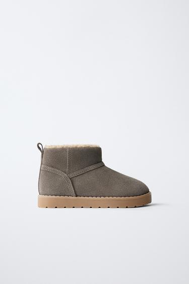 LINED LEATHER BOOTS - Grey by Zara