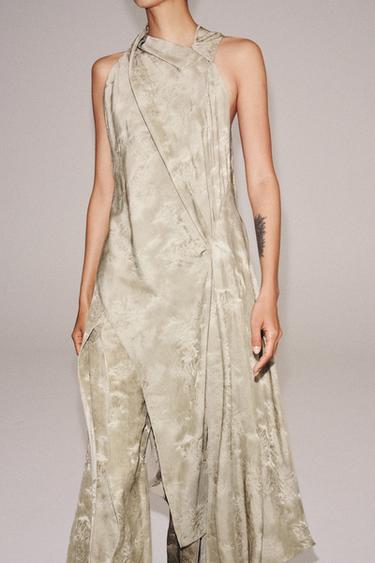 АСИМЕТРИЧЕН ТОП ЖАКАРД ZW COLLECTION - бежово от Zara