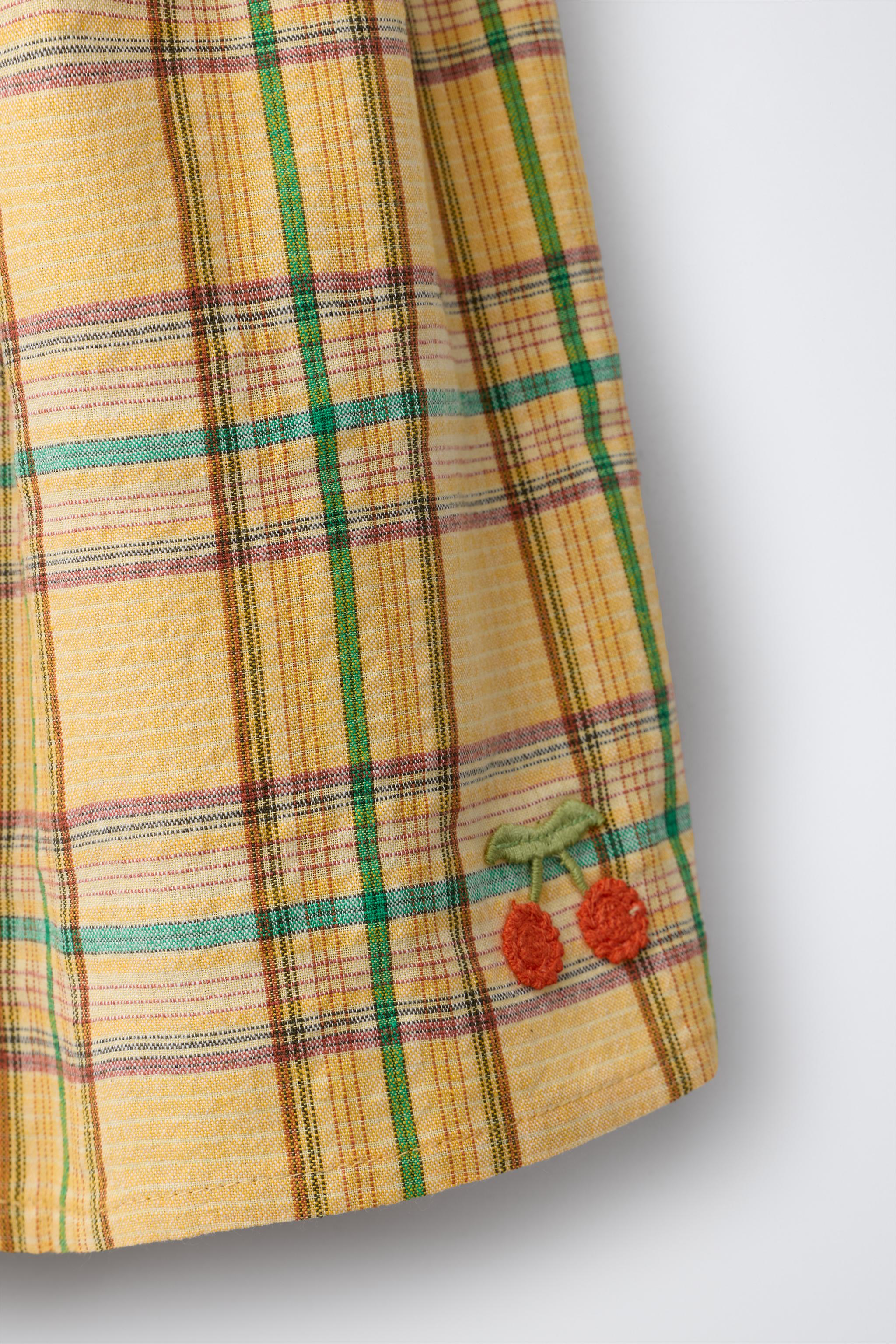 EMBROIDERED CHECK TEXTURED DRESS