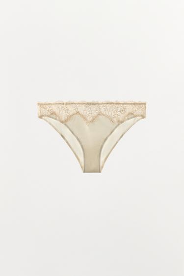 SILK AND LACE BRIEFS — Ecru 1