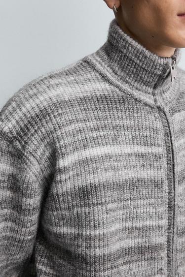 STRIPED JACQUARD CARDIGAN - Grey by Zara - Image 5