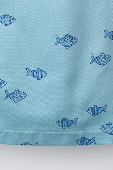 ROBE IMPRIMÉE POISSONS - Bleu clair de Zara - Image 3